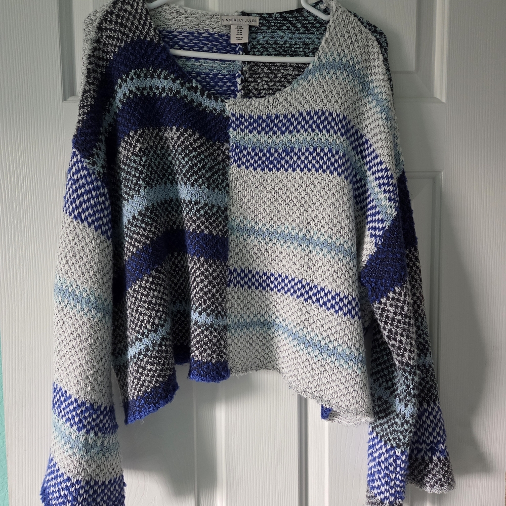 Sincerely Jules Blue and White Knit Sweater